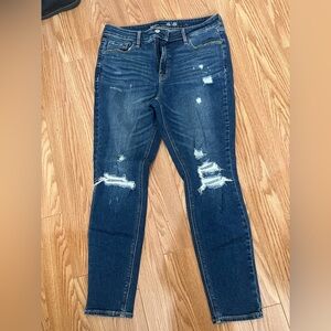 Old Navy Women's Distressed Skinny Jeans - Dark Blue size 12